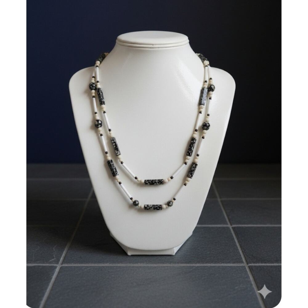 Vintage Handmade Beaded Long Necklace Ethnic Tribal Elegant Statement Jewelry